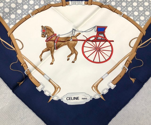 日本直送 名牌中古包 】CELINE セリーヌ スカーフ ブルー