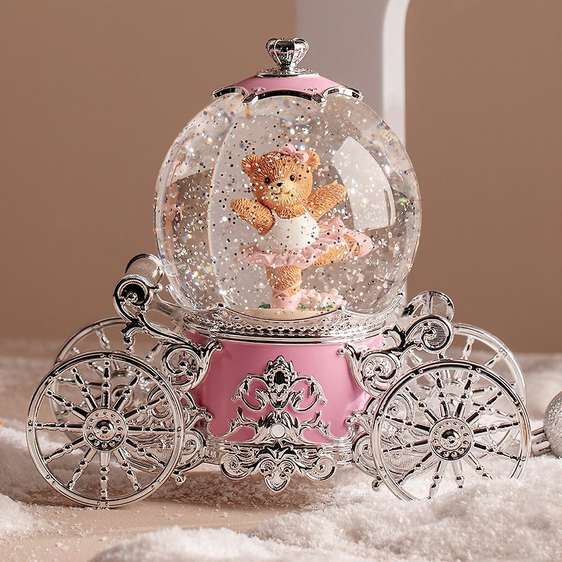 法國三寶貝-芭蕾舞熊音樂馬車水晶球音樂 情人 生日 居家 結婚 聖 - 擺飾/家飾品 - 塑膠 粉紅色