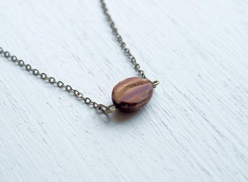 coffee bean necklace - Necklaces - Wood Brown