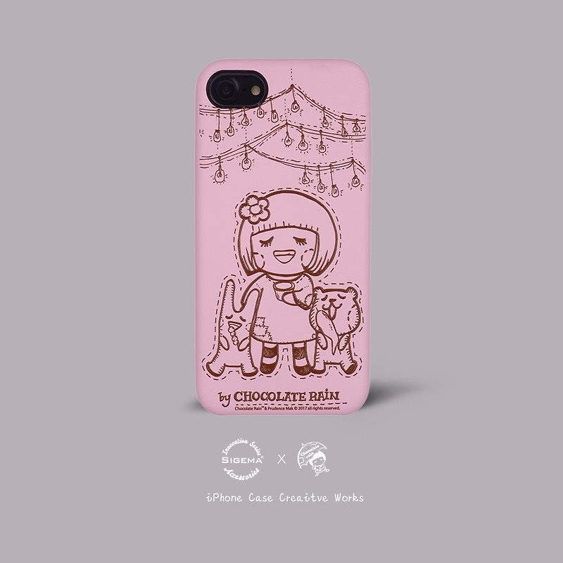 iPhone 7/8 Chocolate Rain PU leather non-slip mobile phone case - เคส/ซองมือถือ - หนังเทียม สึชมพู