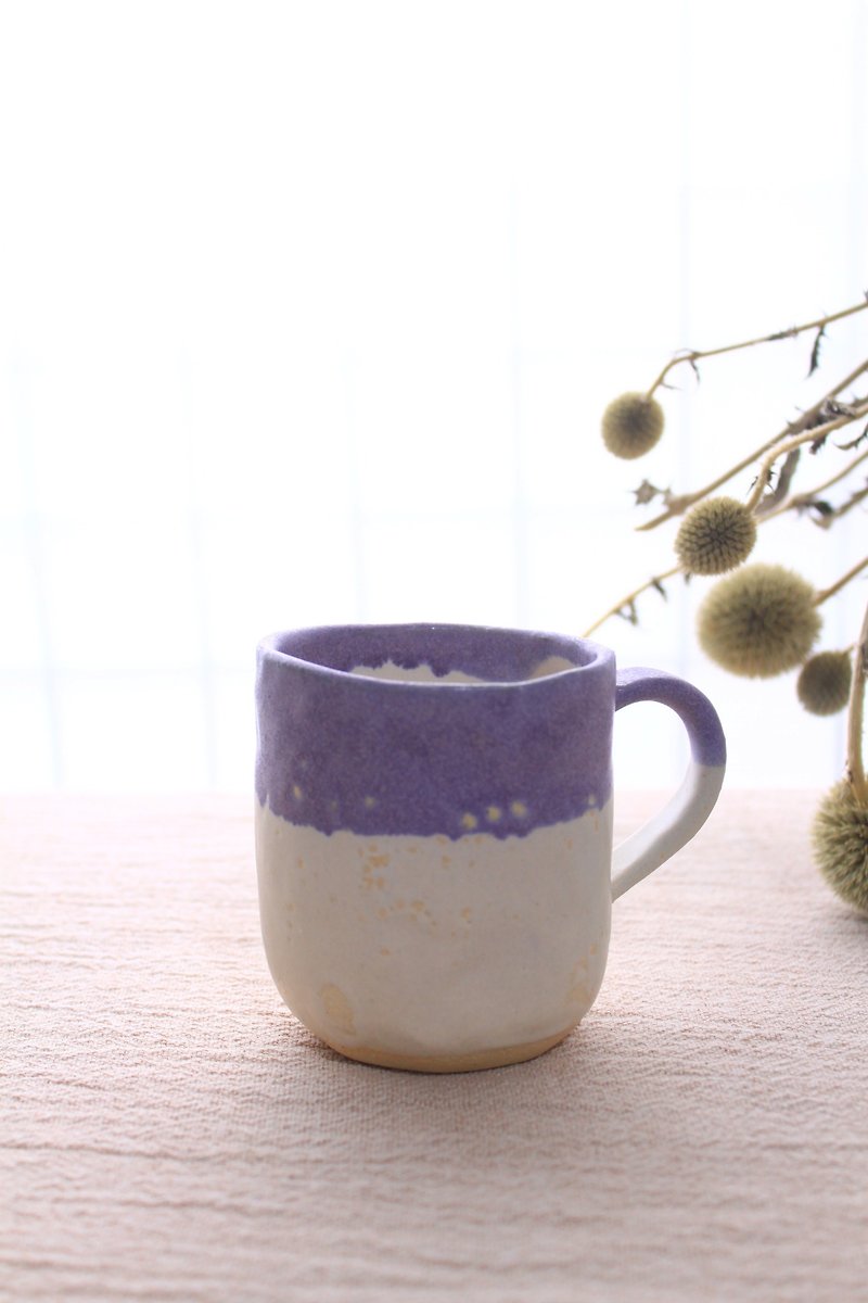 Hand-cranked pottery two-color mug - Cups - Pottery Purple