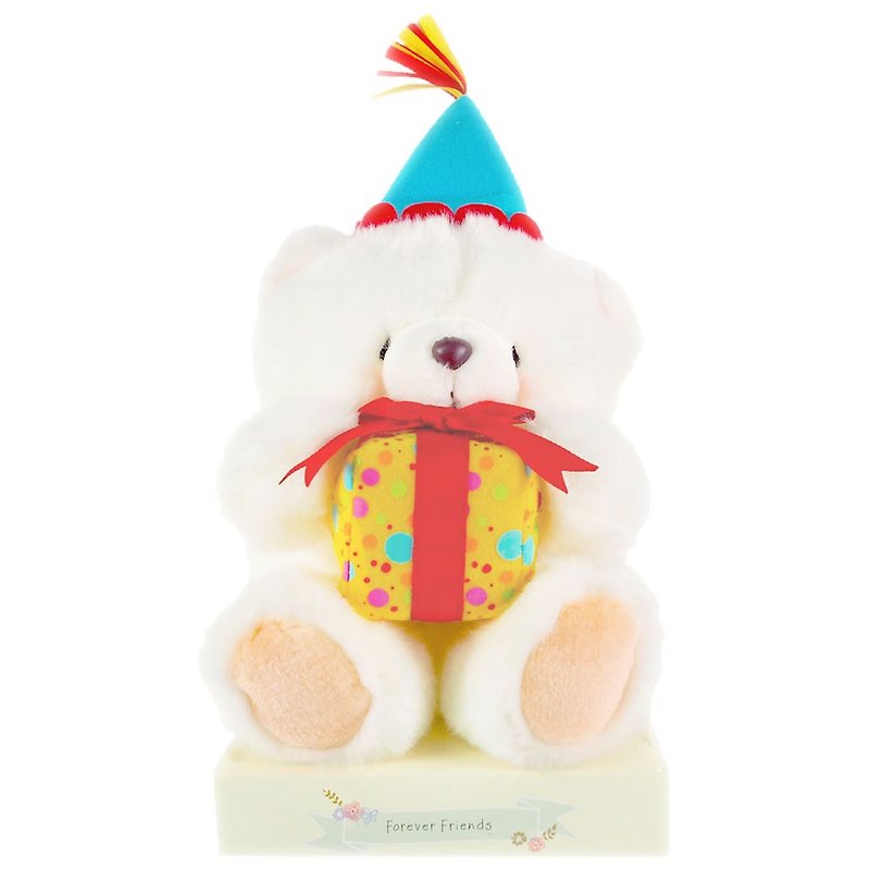 8 inches / give you a gift fluffy white bear [Hallmark-ForeverFriends birthday series] - Stuffed Dolls & Figurines - Other Materials White