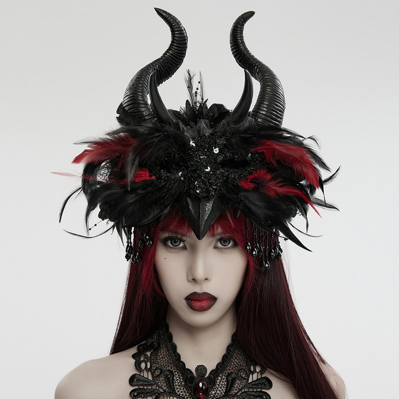 Gothic Shaman Horned Evil Eye Talisman Headdress/Halloween - Headbands - Other Materials Red