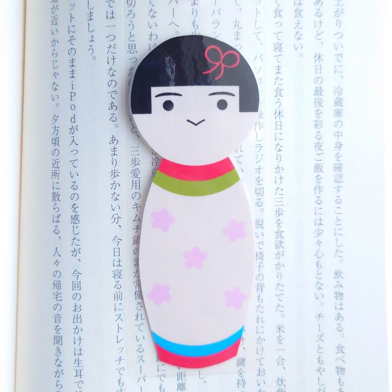 Double-sided illustrations, a great companion for reading, laminated bookmark // Kokeshi dolls, Hanako - ที่คั่นหนังสือ - วัสดุอื่นๆ 