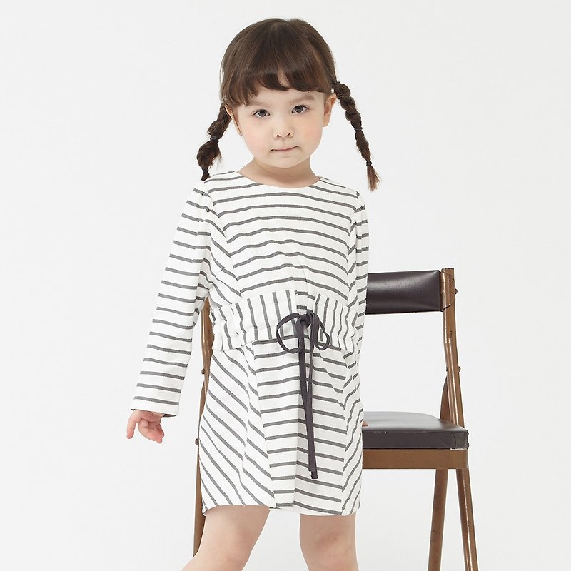 Ángeles-striped dress with waist closure - อื่นๆ - ผ้าฝ้าย/ผ้าลินิน 