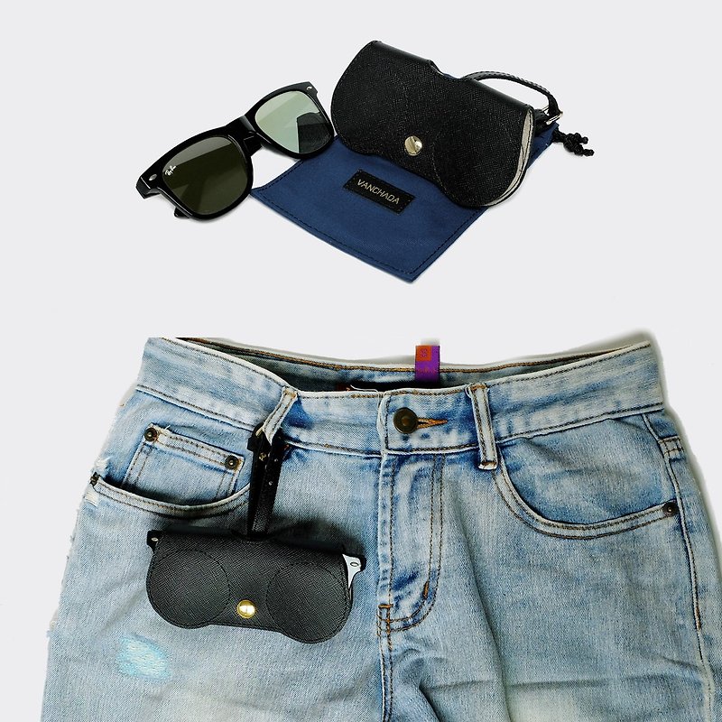 Black-safia B.Cover Hanging Out leather Pouch Cases Sunglasses - กรอบแว่นตา - หนังแท้ 