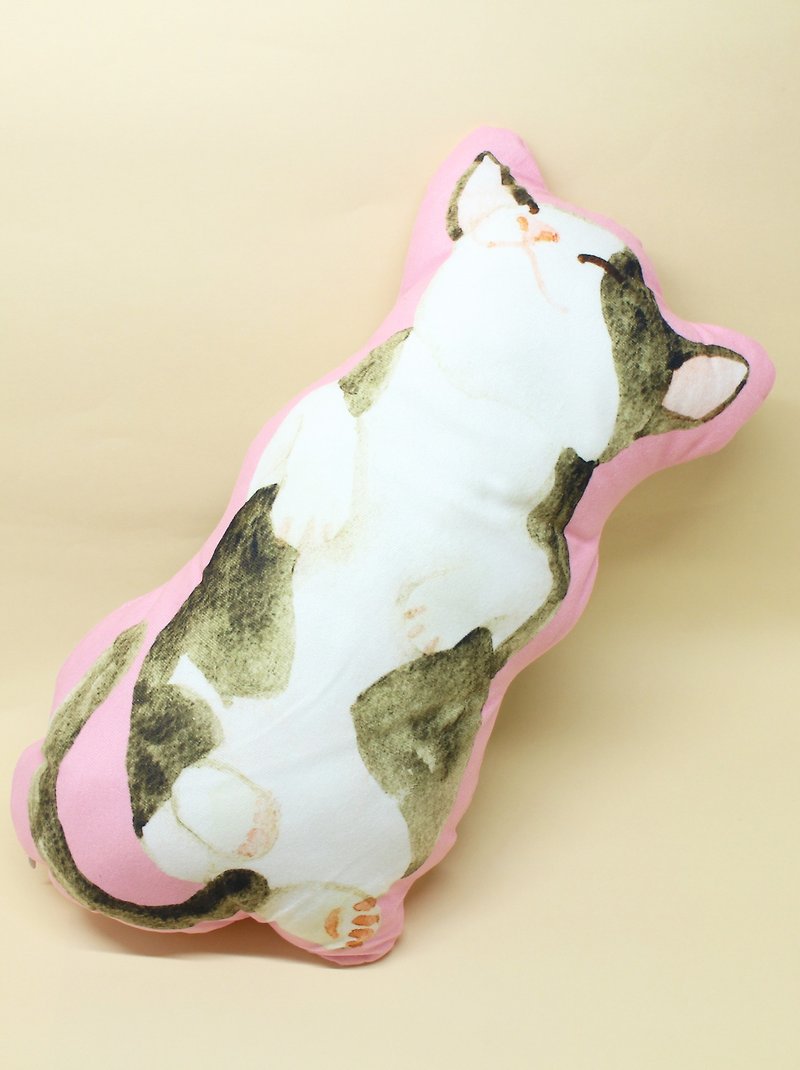 貓咪 小貓 抱枕 咕𠱸 - 枕頭/抱枕 - 棉．麻 粉紅色