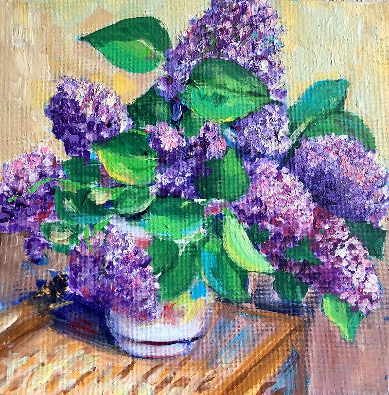 Lilac Painting /春天的花朵 / 原創丙烯畫 / Flower Art / Impressionism