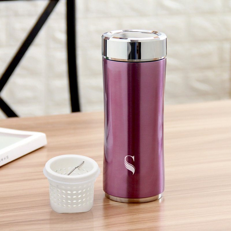 Swanz porcelain cup-360ml with tea separator (purple) - กระบอกน้ำร้อน - ดินเผา สีม่วง