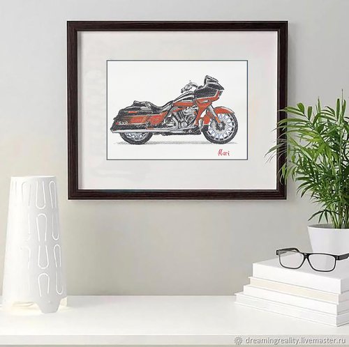 【Harley-Davidson】ハーレー アートフレーム ハーレーダビッドソン絵画オリジナルオートバイロードグライド CVO