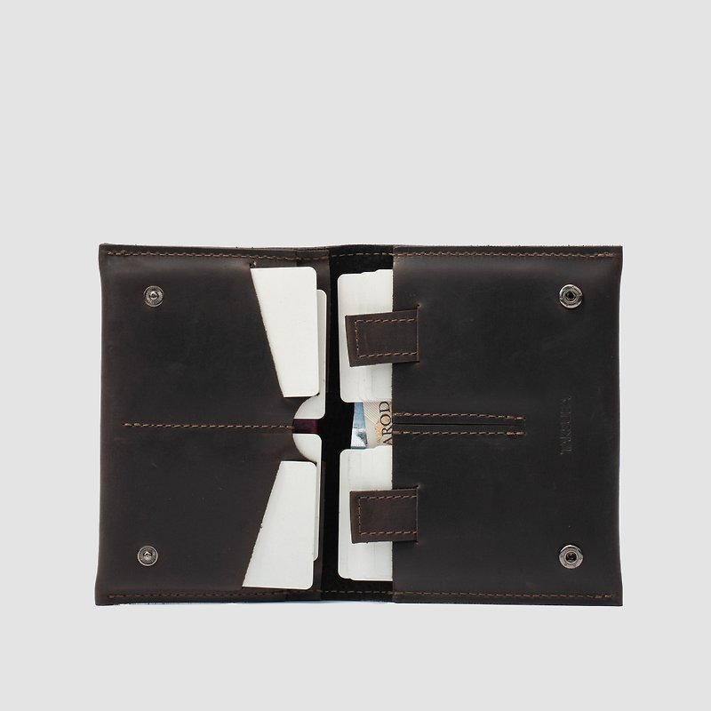 Leather Travel Wallet | Passport Wallet | Premium vegetable-tanned leather - กระเป๋าสตางค์ - หนังแท้ สีนำ้ตาล