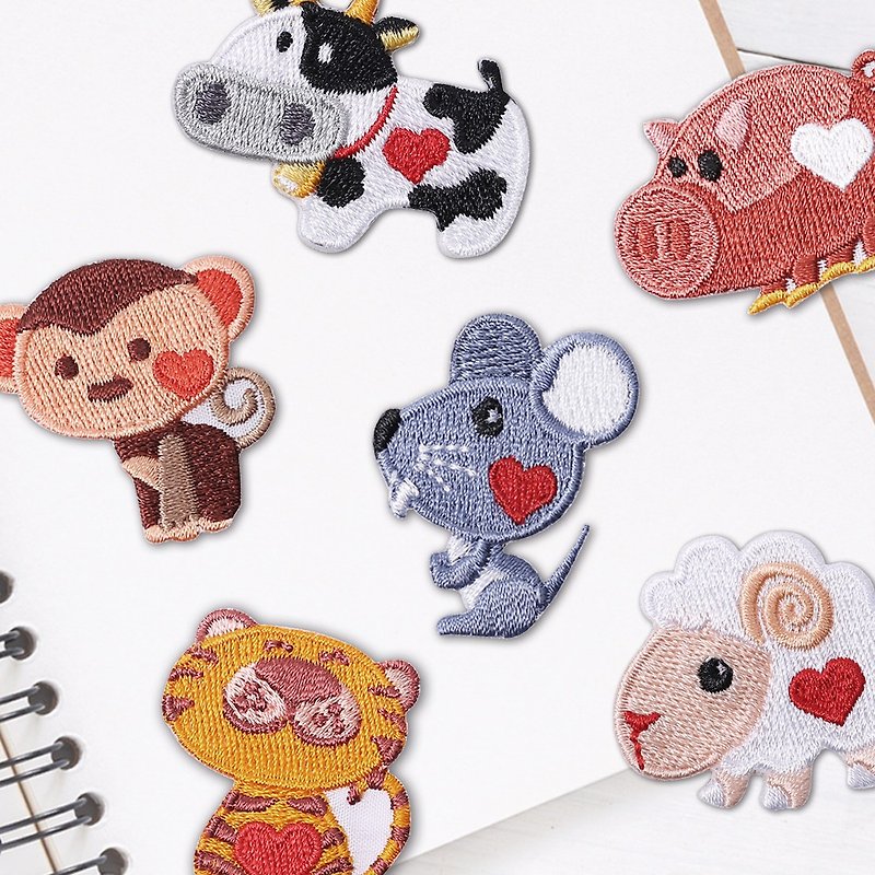 Embroidered Fabric Patches Zodiac Animals (12 designs) - สติกเกอร์ - งานปัก 