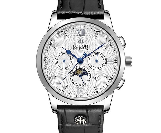 5 colors optional] LOBOR Cellini series 42mm men's sun and moon phase  mechanical watch - Shop loborwatches Men's u0026 Unisex Watches - Pinkoi