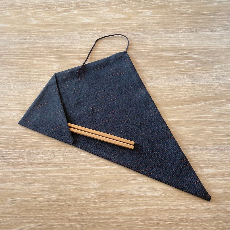 Unique | Cutlery Holder made of KIMONO fabric -Wool KIMONO, dark blue L - Cutlery & Flatware - Wool Blue