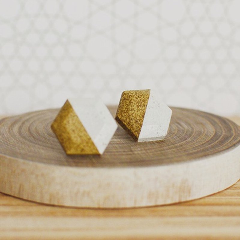 六角形耳夾M ••白•• - 耳環/耳夾 - 陶 白色