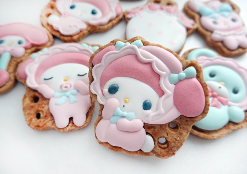 【三麗鷗Sanrio】美樂蒂 北鼻Melody Baby/收涎餅乾/客製寶寶名字 - 手工餅乾 - 新鮮食材 
