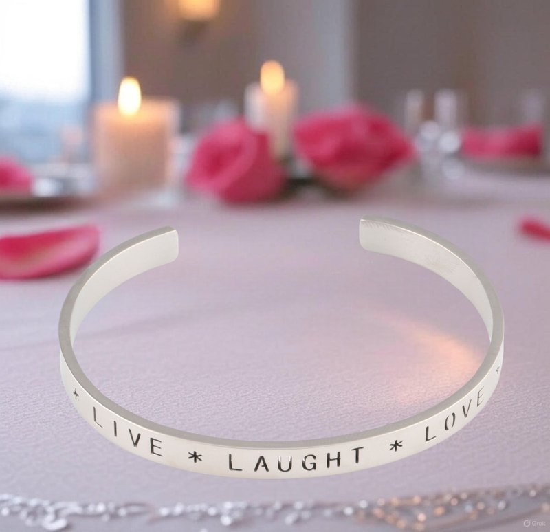【微笑相伴】信念之環不鏽鋼手環 | Live Laugh Love - 愛與微笑 - 手鍊/手環 - 不鏽鋼 銀色