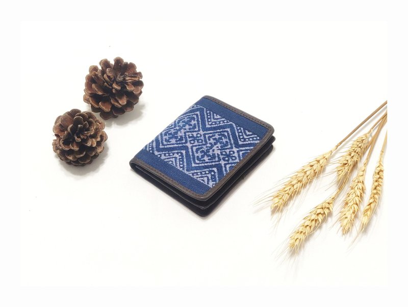 Tribal Business Card Case, Cotton Business Card Holder, Indigo Case Case, Cotton - ที่ตั้งบัตร - ผ้าฝ้าย/ผ้าลินิน สีน้ำเงิน