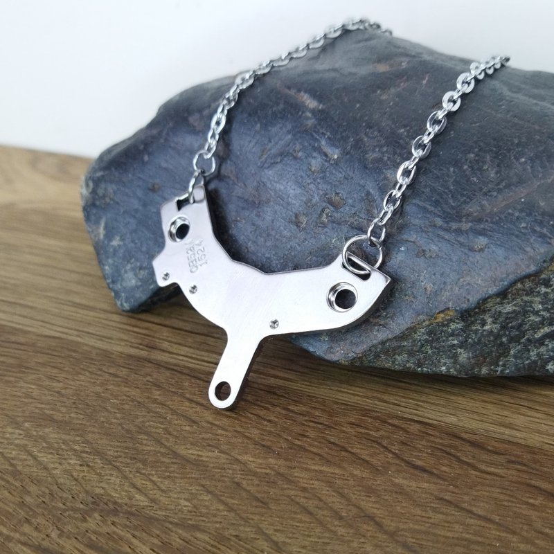 Cyberpunk necklace upcycled. Futuristic choker silver tone. Hardware necklace - Necklaces - Stainless Steel Silver