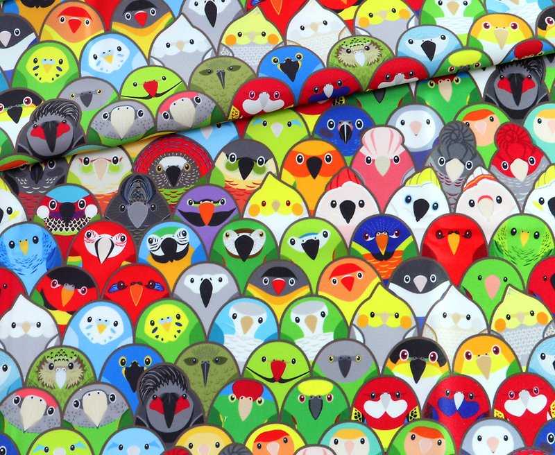 Lots of parrots‧ Water-repellent interlaced printed fabric - Knitting, Embroidery, Felted Wool & Sewing - Polyester Multicolor