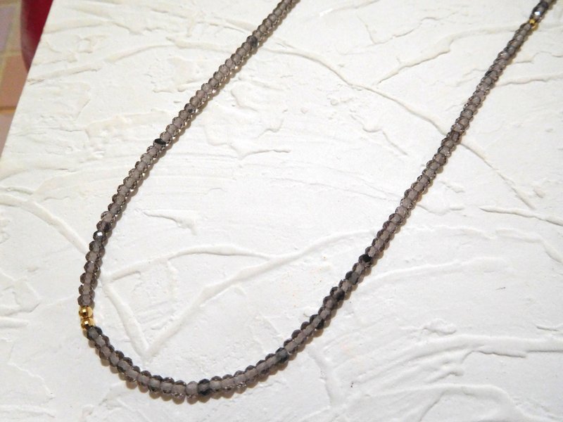 Pure 14K gold ball brownish ice Stone long chain predetermined section - สร้อยคอ - วัสดุอื่นๆ สีนำ้ตาล