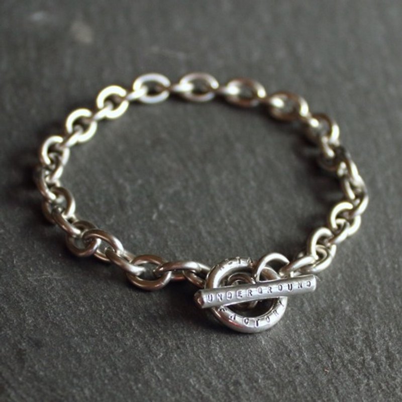 Tin × silver bracelet [Chain Bracelet -AZUKI-] Metal Stainless Steel Japan - สร้อยข้อมือ - เงิน สีเงิน