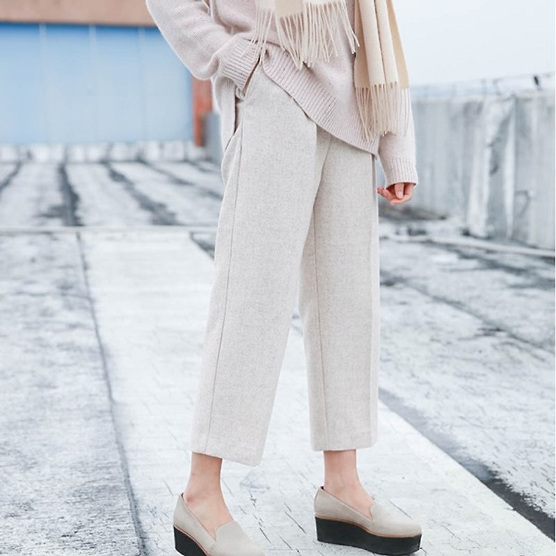 Apricot pink winter will be covered with shaved version of the super-type 60% wool straight-legged wide leg trousers winter legs are not bloated gray black powder tricolor proprietress say this year wine red did not come out crying ~ (> _ <) - Women's Pants - Wool Pink
