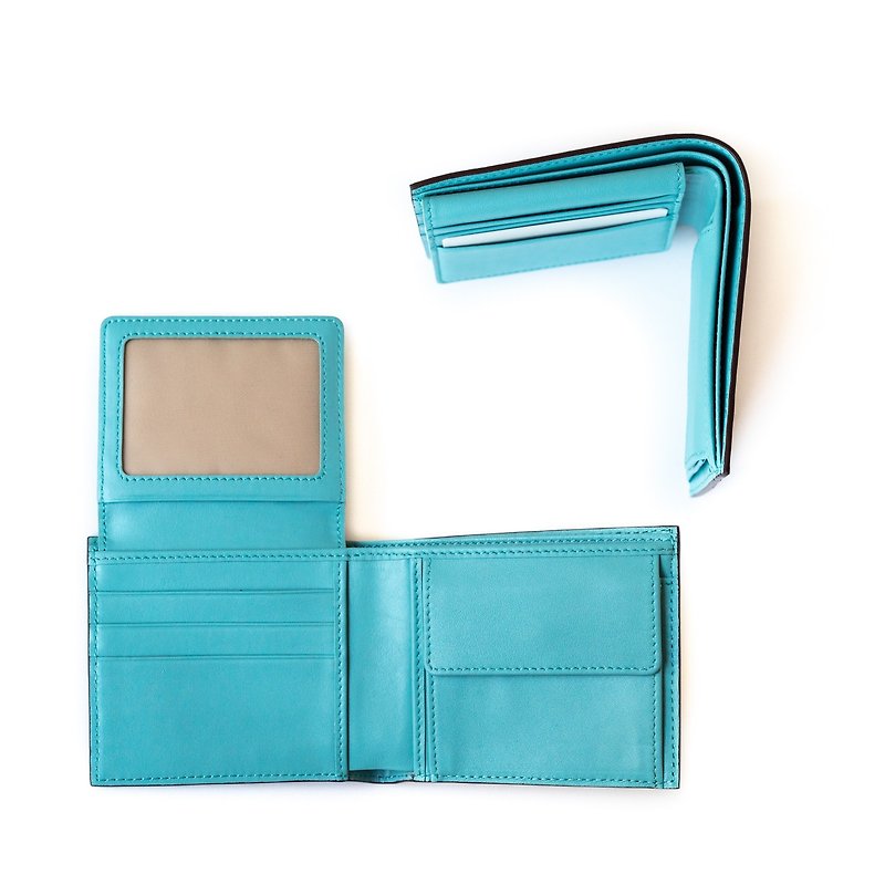 6-card coin purse folding short clip free embossing optional color - กระเป๋าสตางค์ - หนังแท้ หลากหลายสี