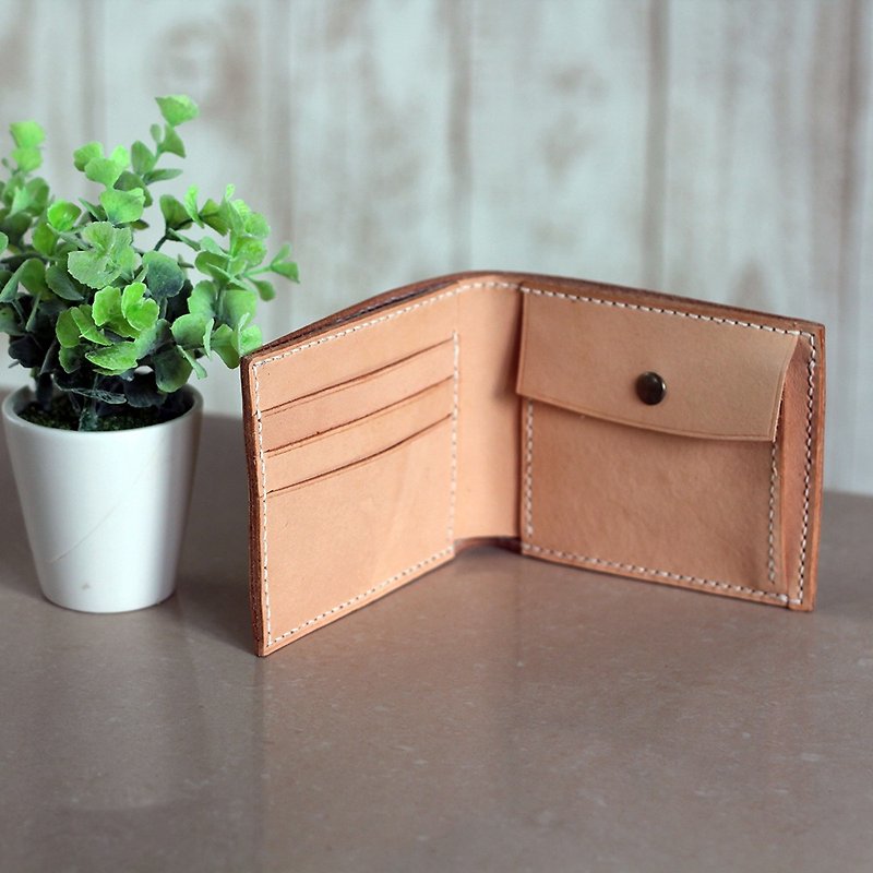 DIY套組 短夾六卡+相片層+零錢袋 簡單縫系列(裁片有打孔) 材料包 - 皮革 - 真皮 多色