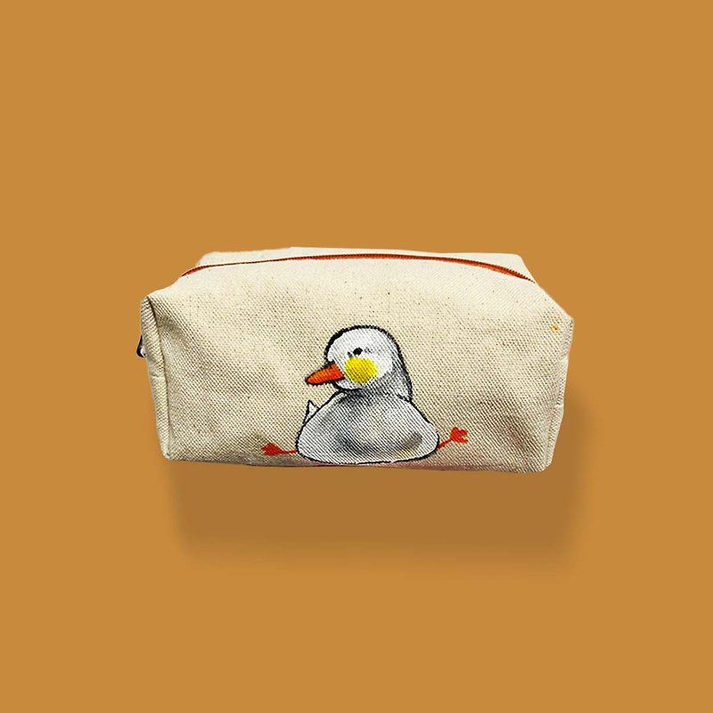 Duck pencil case cosmetic bag storage bag - กล่องดินสอ/ถุงดินสอ - ผ้าฝ้าย/ผ้าลินิน 