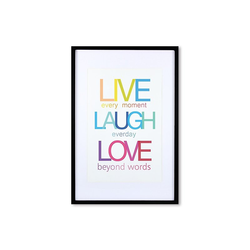 裝飾畫相框 Quote Series Live Laugh Love 黑色框 63x43cm - 相框/畫框 - 木頭 多色