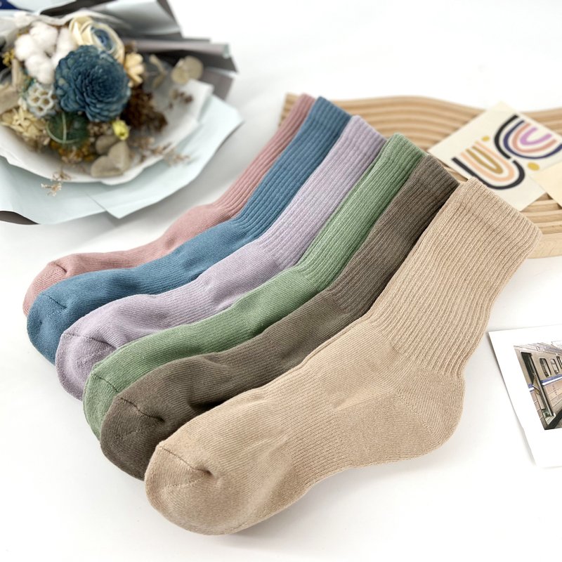 //デイリーカラー// トレンドエアクッションスポーツソックス：カップルソックス：厚手パイル底 - 靴下・ソックス - コットン・麻 多色