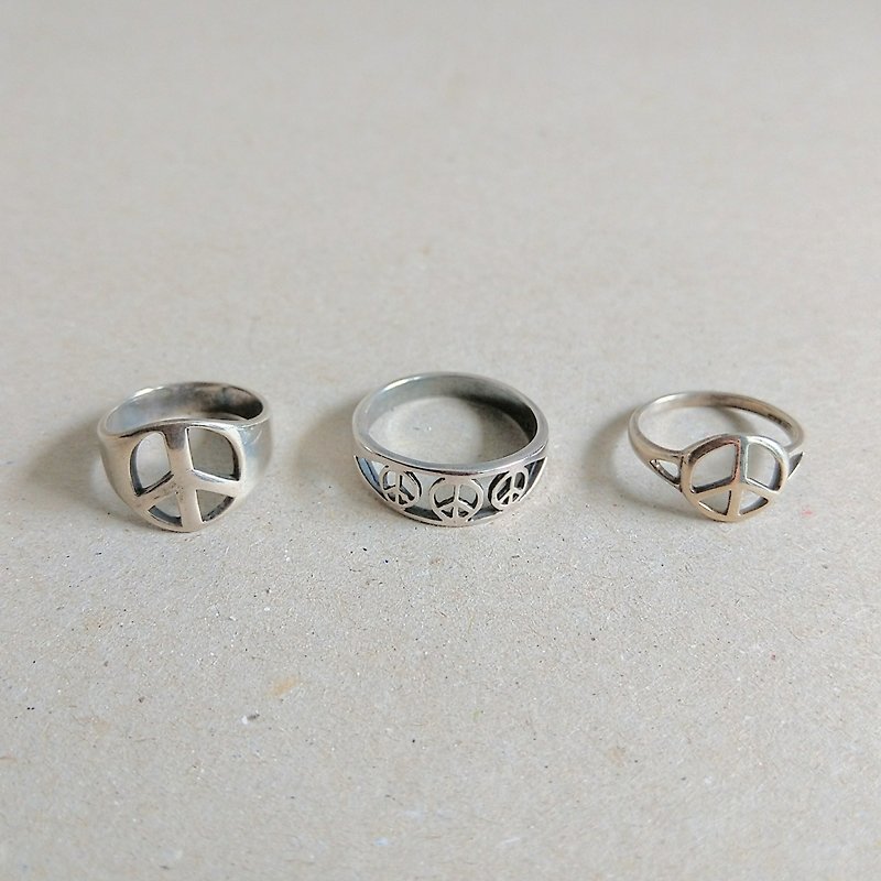 American Antique Jewelry | Likong PEACE Peace Sign Series 925 Sterling Silver Ring-Three Styles - แหวนทั่วไป - เงินแท้ สีเงิน