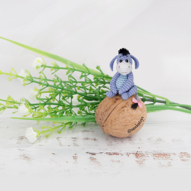 Crochet pattern Micro Eeyore donkey , PDF Digital Download, DIY mini - คอร์สงานฝีมือ/หนังสือคู่มือ - วัสดุอื่นๆ 