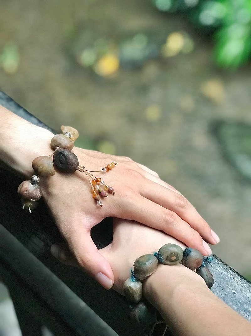 Silk-Wrapped Orange Onyx Braided Bracelet - Bracelets - Stone Multicolor