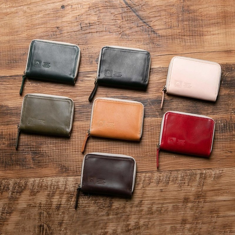 Japanese horse leather round coin case, coin purse, genuine leather miniwallet, coin purse, made in Japan, JAK011 - กระเป๋าใส่เหรียญ - หนังแท้ หลากหลายสี