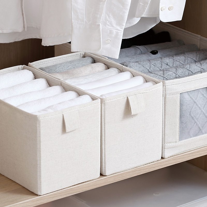 日本霜山 棉麻布摺疊式分類收納盒-S - 收納箱/收納用品 - 其他人造纖維 多色