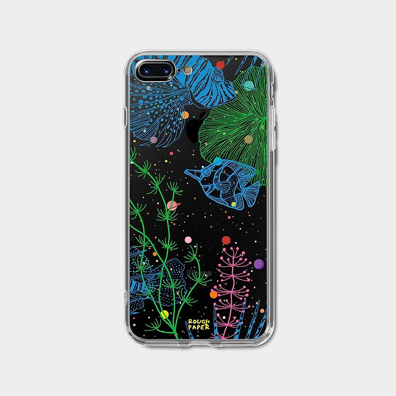 Space Fish | Tempered Glass Case | Two-in-one Transparent Case | Soft Case | Mobile Phone Case - Phone Cases - Plastic 