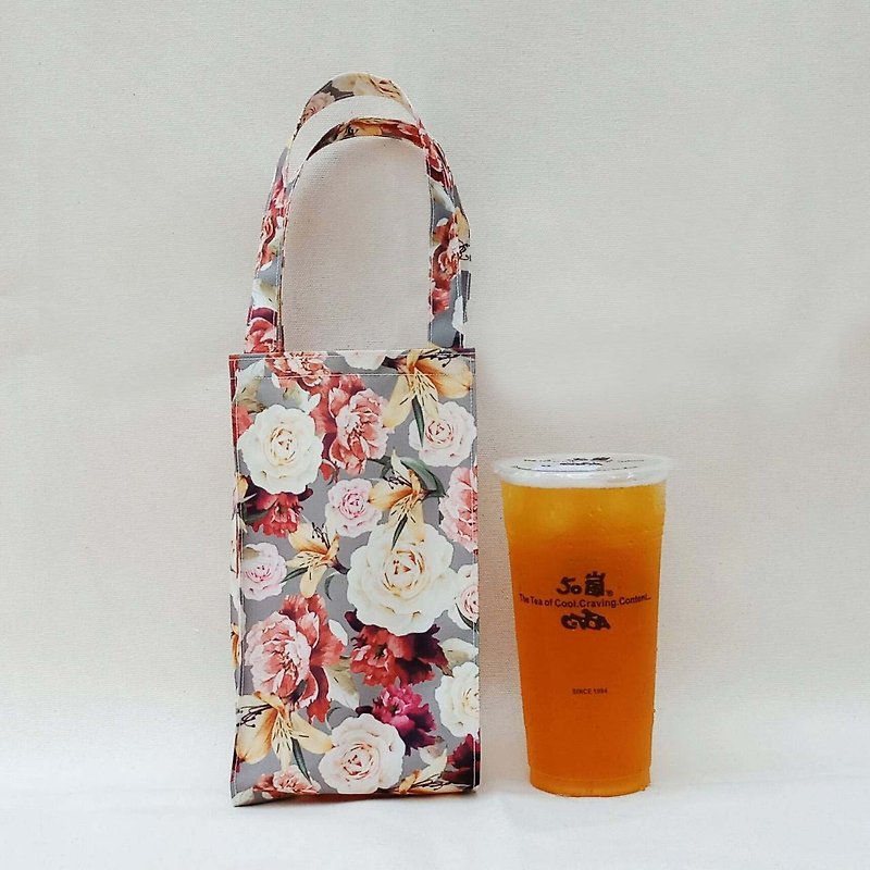 [Waterproof beverage bag] elegant flower - Beverage Holders & Bags - Waterproof Material Pink