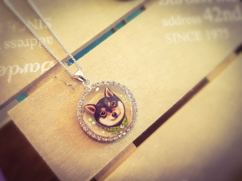 Shiba Inu Crystal Ball Necklace x Black Chai - สร้อยคอ - วัสดุอื่นๆ 