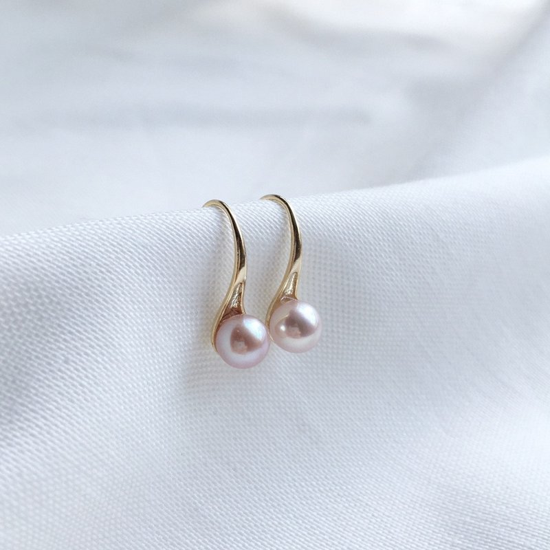 High Luster Pink Pearl Earrings - ต่างหู - ไข่มุก สึชมพู