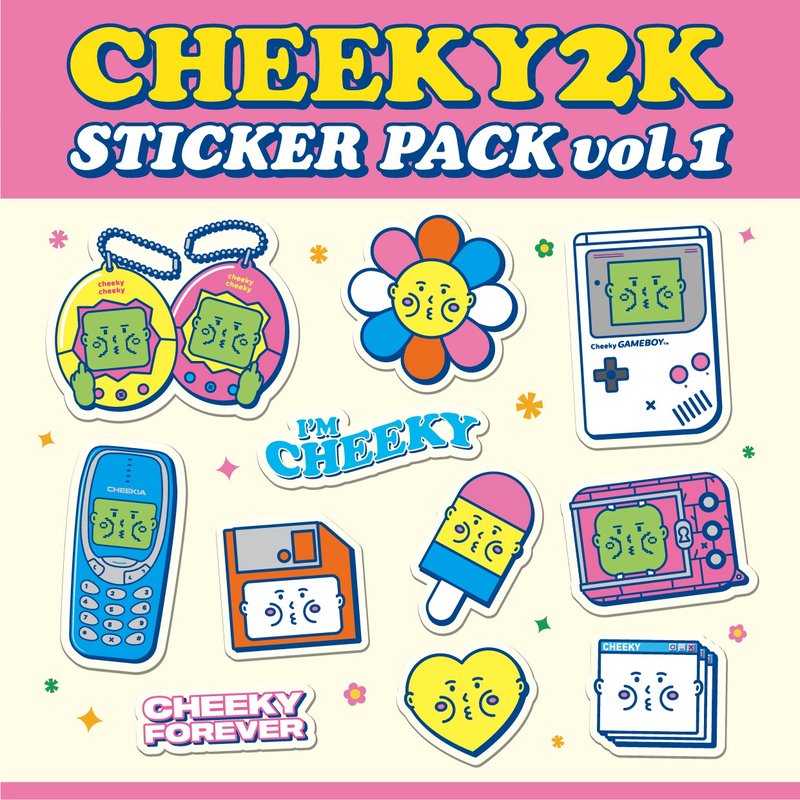 cheeky cheeky Telecheekies Sticker Pack - สติกเกอร์ - กระดาษ ขาว