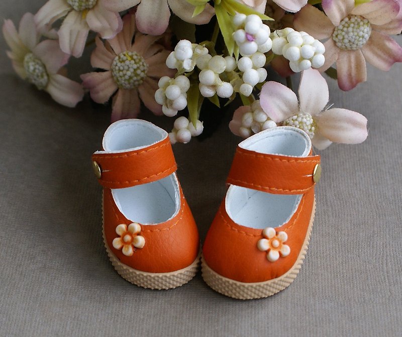 Paola Reina orange shoes, shoes for Las Amigas doll, doll shoes 5 cm 2-inch - Stuffed Dolls & Figurines - Faux Leather Orange
