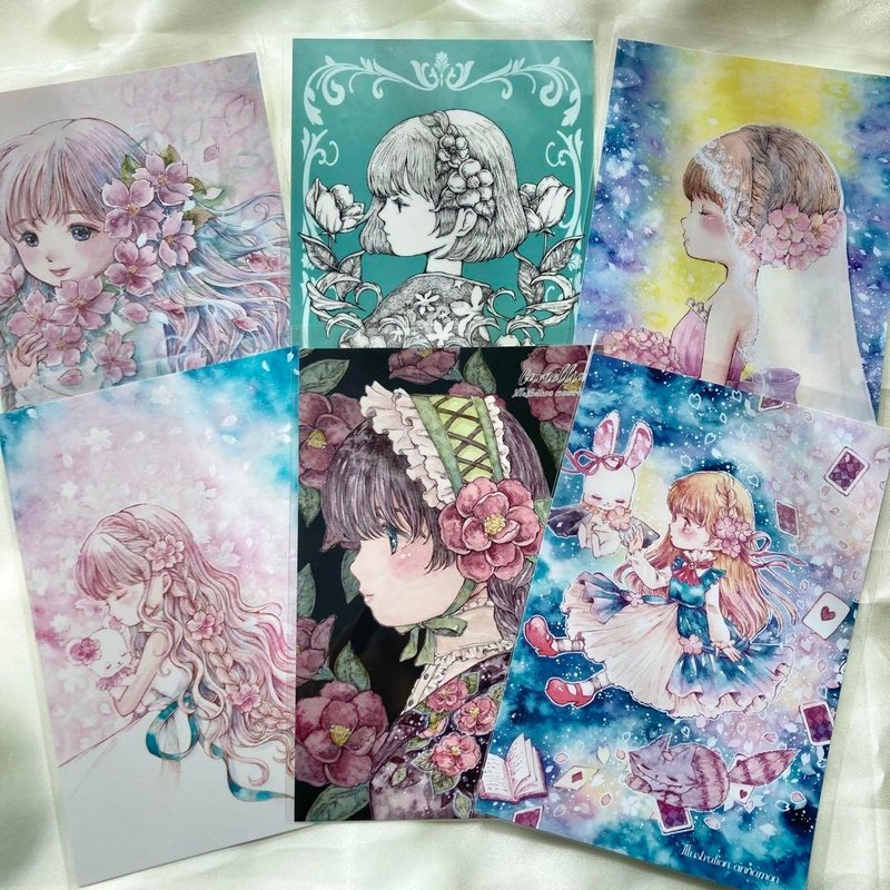 Postcard flowers Set of 6 - Cards & Postcards - Paper Multicolor