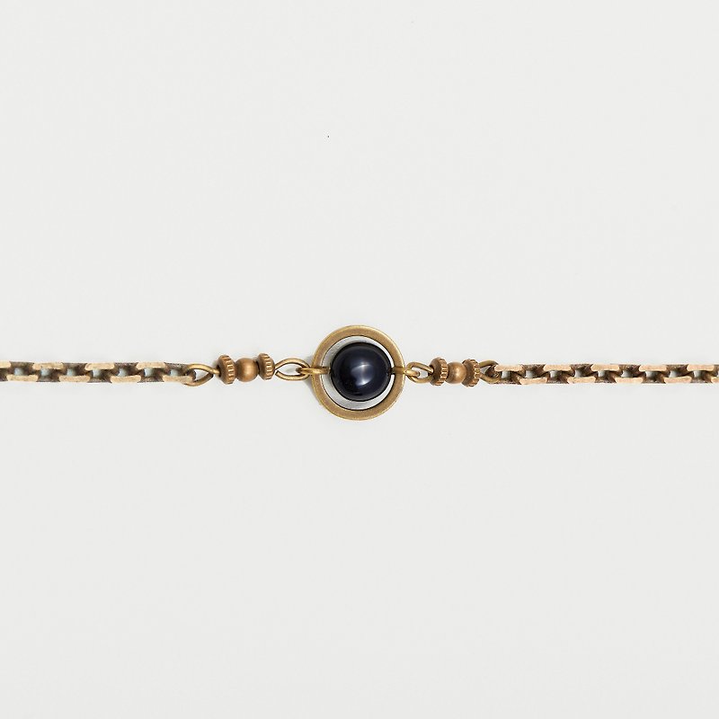 Tiny Planet ' Bead Chain Bracelet (Black) - Bracelets - Gemstone Gold