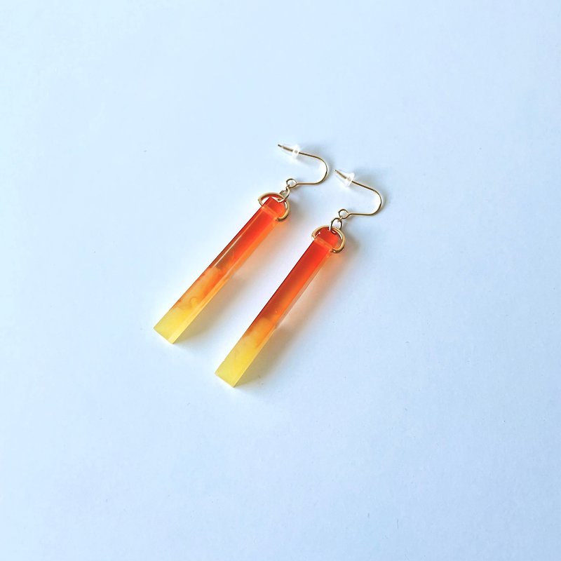 stick earrings / pair / orange×yellow / - Earrings & Clip-ons - Resin Orange