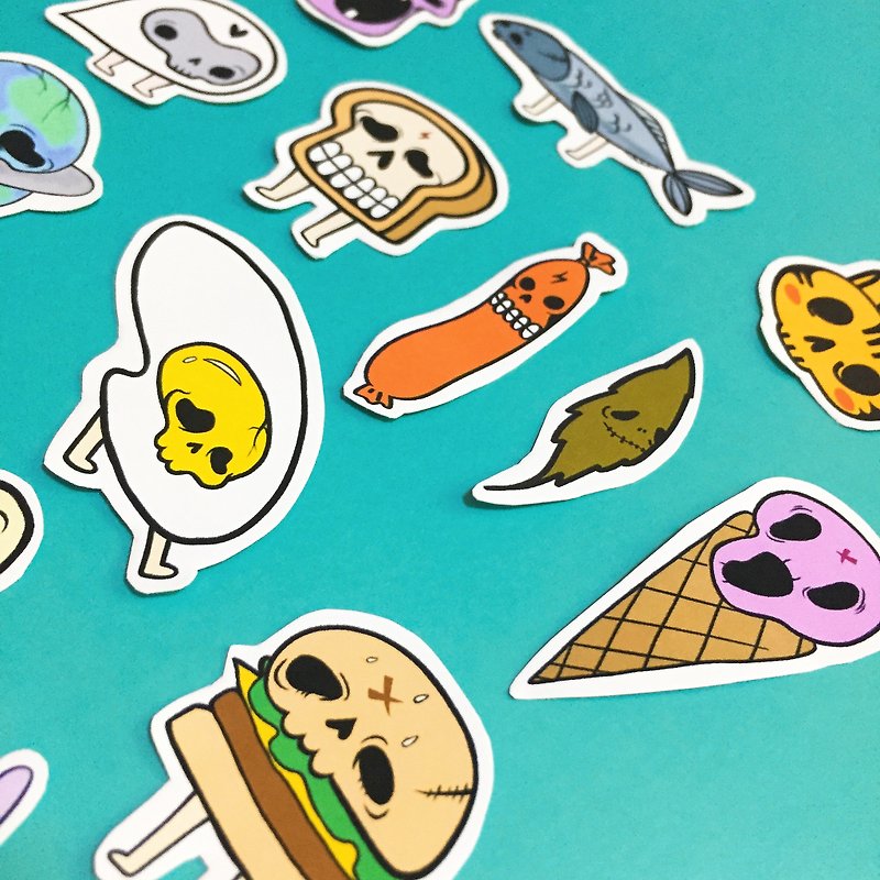 Cute Skull Series 2 stickers (14 in) - Stickers - Paper Multicolor