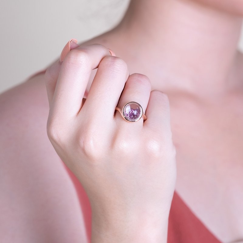 Mirari Ring with Rhodolite Garnet in White Topaz - General Rings - Semi-Precious Stones Pink
