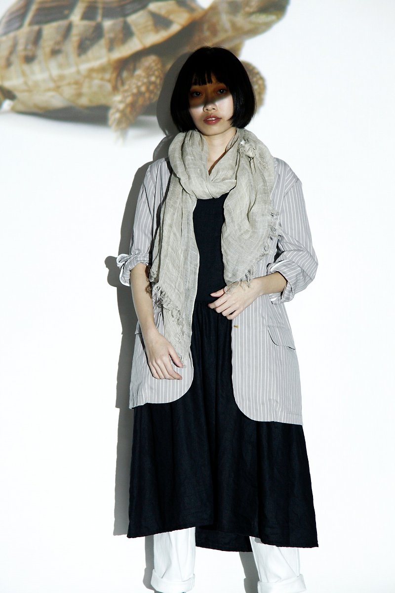 Sea_Linen basic round neck with a petticoat - One Piece Dresses - Linen Black