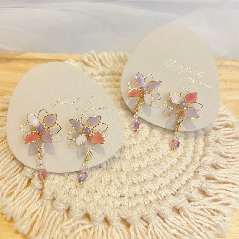 Windmill pink and purple style - Earrings & Clip-ons - Resin Purple